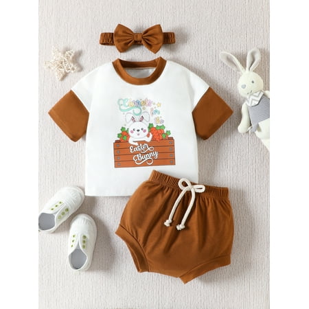 Lamuusaa Easter Bunny Baby Girls Outfits Summer Carrot Print Short Sleeve T-shirt and Stretchy Shorts Headband Set
Lamuusaa Easter Bunny Baby Girls Outfits Summer Carrot Print Short Sleeve T-shirt and Stretchy Shorts Headband Set