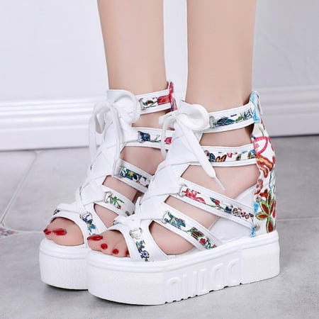 LoyisViDion Women Shoes Clearance Summer Women S Wedge Sandals High Heel Flower Cross Straps Fashion Roman Sandals Special offers White 6
LoyisViDion Women Shoes Clearance Summer Women S Wedge Sandals High Heel Flower Cross Straps Fashion Roman Sandals Special offers White 6
