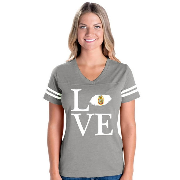 Love Mexico State of Guerrero Women's Football V-Neck Fine Jersey Tee