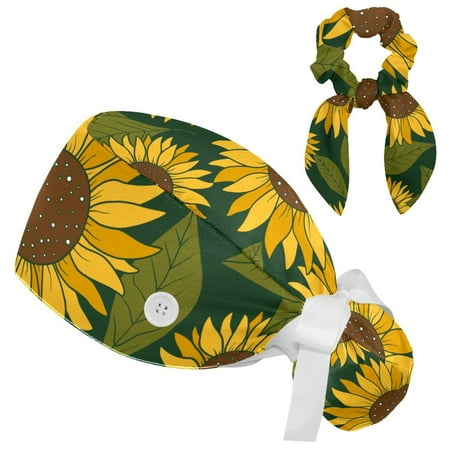 Working Cap with Buttons and Sweatband Scrub Hat Bouffant Caps with Scrunchie Sunflower Tie Back Hats
Working Cap with Buttons and Sweatband Scrub Hat Bouffant Caps with Scrunchie Sunflower Tie Back Hats