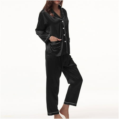 XIAOFFENN Womens 2 Piece Outfits Women s 2 Piece Satin Outfits Long Sleeve Button Down Homewear Wide Leg Pants Silk Loungewear Pajama Sets Black XXL
XIAOFFENN Womens 2 Piece Outfits Women s 2 Piece Satin Outfits Long Sleeve Button Down Homewear Wide Leg Pants Silk Loungewear Pajama Sets Black XXL