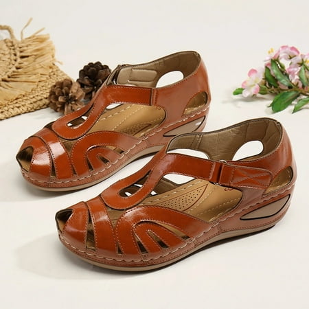 Njoeus Sandal For Women 2023 Sandal For Women 2026 Women S Fashion Casual Round Toe Hollow Out Wedges Sandals Shoes Sandal For Women