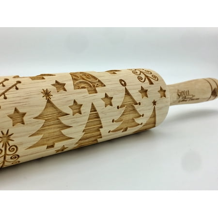 Engraved Rolling Pin Whimsey Trees