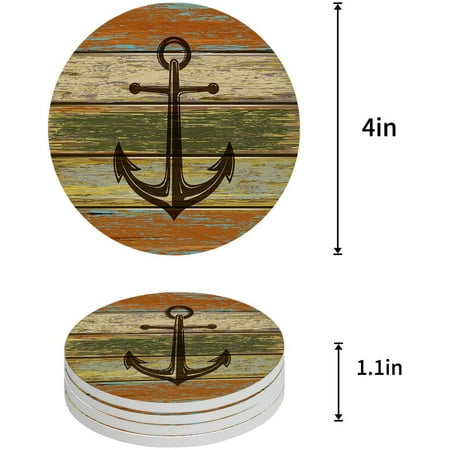 ZHANZZK Vintage Old Wooden Planks and Anchor Set of 4 Round Coaster for Drinks Absorbent Ceramic Stone Coasters Cup Mat with Cork Base for Home Kitchen Room Coffee Table Bar Decor
ZHANZZK Vintage Old Wooden Planks and Anchor Set of 4 Round Coaster for Drinks Absorbent Ceramic Stone Coasters Cup Mat with Cork Base for Home Kitchen Room Coffee Table Bar Decor
