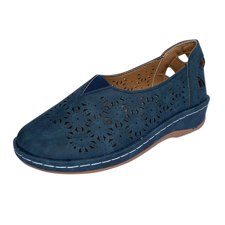 TOYFUNNY Roman Style Flat Slip-On Hollow Breathable Sandals Womens Shoes