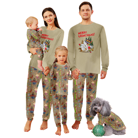 FUNIER Holiday Family Matching Christmas Pajamas Sleepwear Set The Grinch Khaki Print Baby-Kids-Adult-Pet Size 2 Pieces Top and Pants Bodysuits Unisex Pajamas Set
FUNIER Holiday Family Matching Christmas Pajamas Sleepwear Set The Grinch Khaki Print Baby-Kids-Adult-Pet Size 2 Pieces Top and Pants Bodysuits Unisex Pajamas Set