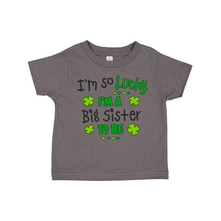 Inktastic I m So Lucky I m a Big Sister to Be Gift Toddler Toddler Girl T-Shirt