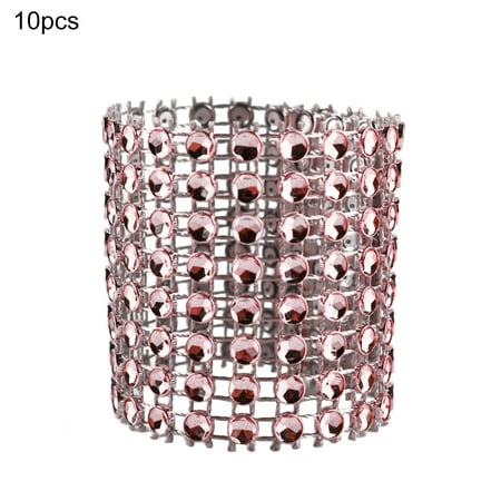 Grandest Birch Durable 10Pcs Rhinestone Napkin Ring Serviette Holder Wedding Holiday Party Table Decor