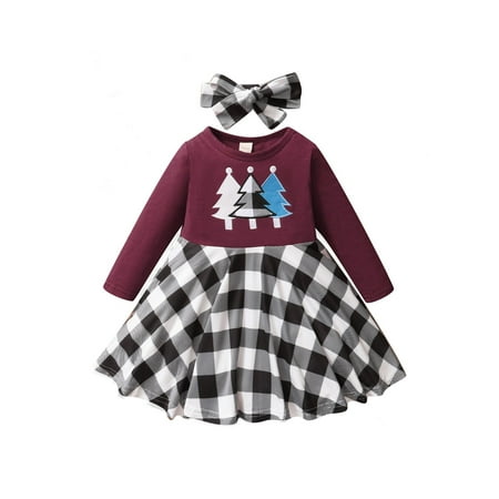 Kuriozud Kids Christmas Xmas Tree Plaid O-Neck Long Sleeves Loose Dress Hairband for Girls
Kuriozud Kids Christmas Xmas Tree Plaid O-Neck Long Sleeves Loose Dress Hairband for Girls