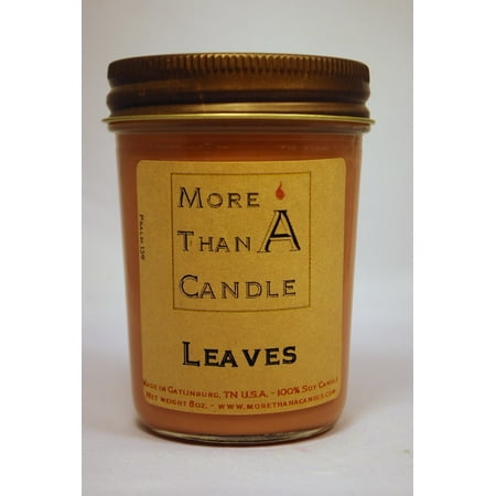 More Than A Candle LVS8J 8 oz Jelly Jar Soy Candle, Leaves