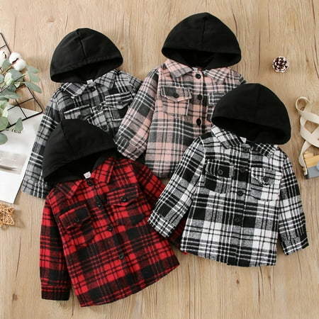 GYRATEDREAM Toddler Baby Girl Boy Long Sleeve Plaid Hooded Shirt Fall Button Down Jacket for 1-6T Kid
GYRATEDREAM Toddler Baby Girl Boy Long Sleeve Plaid Hooded Shirt Fall Button Down Jacket for 1-6T Kid