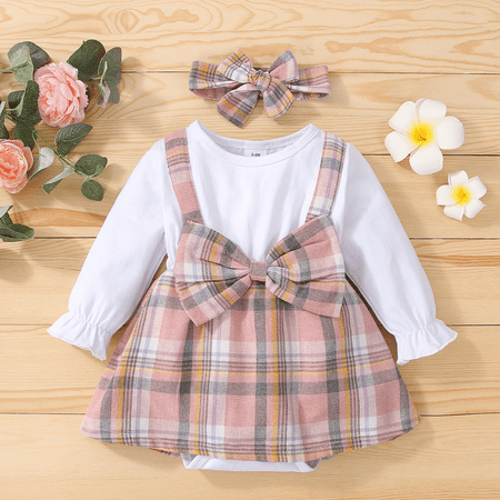 PatPat Baby Girls Plaid Bowknot Romper Dress with Headband Infant Girls Splicing Long Sleeve Cute Suspender Jumpsuit Dress 0-18Month
PatPat Baby Girls Plaid Bowknot Romper Dress with Headband Infant Girls Splicing Long Sleeve Cute Suspender Jumpsuit Dress 0-18Month
