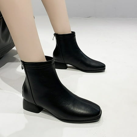 ERTUTUYI Women Ankle Boots Autumn And Winter Fashion Solid Color Simple Comfortable Square Toe Square Heel Thick Back Zipper Black 39
ERTUTUYI Women Ankle Boots Autumn And Winter Fashion Solid Color Simple Comfortable Square Toe Square Heel Thick Back Zipper Black 39