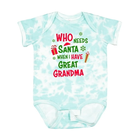 Inktastic Who Needs Santa when I Have Great Grandma Boys or Girls Baby Bodysuit
Inktastic Who Needs Santa when I Have Great Grandma Boys or Girls Baby Bodysuit