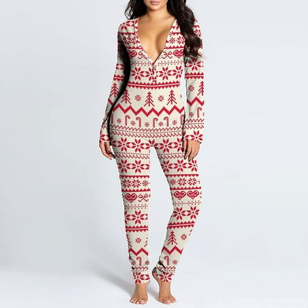 CRAMAX Womens Onesie Flap Pajamas Christmas Print Sexy Butt Flap Sleepwear Cute Button Collar Rompers Nightwear Jumpsuit
CRAMAX Womens Onesie Flap Pajamas Christmas Print Sexy Butt Flap Sleepwear Cute Button Collar Rompers Nightwear Jumpsuit