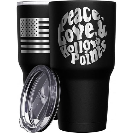 Athenstics - Peace - Love - Hollow Points - Coffee Tumbler - American Flag Coffee Travel Mug - Engraved Tumbler - Double Insulated Tumbler - 30 oz
Athenstics - Peace - Love - Hollow Points - Coffee Tumbler - American Flag Coffee Travel Mug - Engraved Tumbler - Double Insulated Tumbler - 30 oz