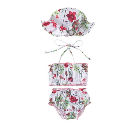 Meihuid Baby Girls Split Swimsuit Set Summer Floral Printing/Stripe Hanging Neck Sleeveless Lace Swimwear + Shorts + Swim Cap
Meihuid Baby Girls Split Swimsuit Set Summer Floral Printing/Stripe Hanging Neck Sleeveless Lace Swimwear + Shorts + Swim Cap