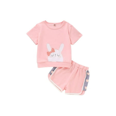 JYYYBF Kids Baby Girls Summer Clothes Set Cartoon Rabbit Print Short Sleeve T-Shirt Heart Elastic Waist Shorts 2pcs Suit
JYYYBF Kids Baby Girls Summer Clothes Set Cartoon Rabbit Print Short Sleeve T-Shirt Heart Elastic Waist Shorts 2pcs Suit