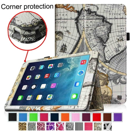 iPad Air 2 Case (Corner Protection) - Fintie Slim Fit Leather Folio Case with Auto Sleep / Wake Feature, Map Design