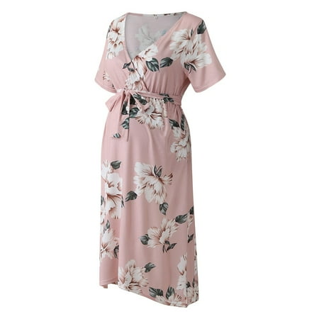 NIUREDLTD Summer Maternity Dresses V-Neck Short-Sleeved Belt Printed Maternity Dress for Women 
NIUREDLTD Summer Maternity Dresses V-Neck Short-Sleeved Belt Printed Maternity Dress for Women