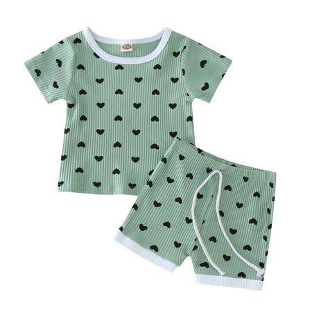 Baby Boys Girls Summer Short Sleeve Heart Pattern Ribbed T Shirts Tops Shorts Tracksuit Outfits Clothes Set Baby Boy Basket Gift Set
Baby Boys Girls Summer Short Sleeve Heart Pattern Ribbed T Shirts Tops Shorts Tracksuit Outfits Clothes Set Baby Boy Basket Gift Set