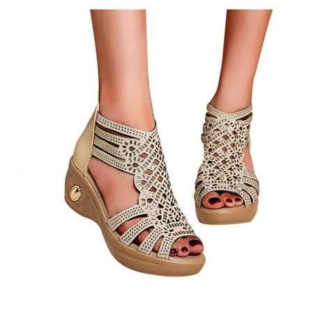Summer Sandals For Women Wedge Slip On Sandals Crystal Hollow Roman Shoes Open Toe Casual Sandals
Summer Sandals For Women Wedge Slip On Sandals Crystal Hollow Roman Shoes Open Toe Casual Sandals