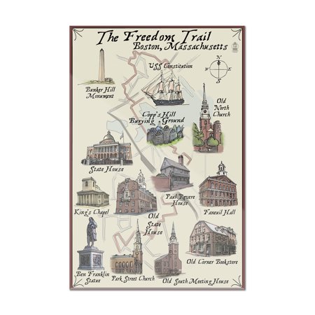 Boston, Massachusetts - The Freedom Trail- Lantern Press Artwork (8x12 Acrylic Wall Art Gallery Quality)