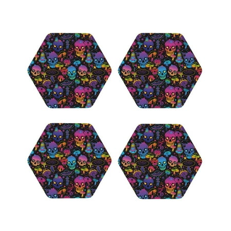 Drink Coasters Set of 4 skull and mushrooms Leather Coasters for Coffee Table Protector Heat Resistant Cute Coasters for Home Decor Housewarming Gifts Bar Kitchen 4 Inch Hexagon
Drink Coasters Set of 4 skull and mushrooms Leather Coasters for Coffee Table Protector Heat Resistant Cute Coasters for Home Decor Housewarming Gifts Bar Kitchen 4 Inch Hexagon