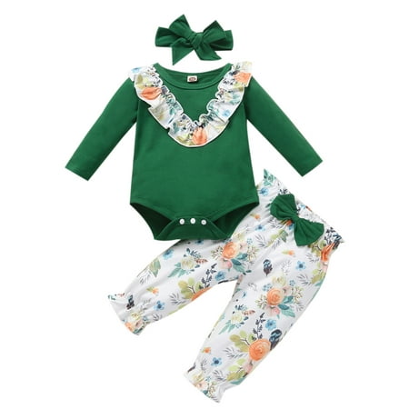 Frobukio Newborn Baby Girls Clothes Long Sleeve Romper Tops Flower Long Pants with Headband Green 3-6 Months
Frobukio Newborn Baby Girls Clothes Long Sleeve Romper Tops Flower Long Pants with Headband Green 3-6 Months