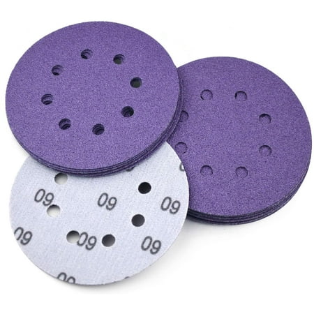 

20Pack 5 inch 8 Hole Sanding Discs - 60 Grit - Dustless Hook & Loop Wet Dry 5” Sandpaper Discs for Random Orbit DA Sander for Woodworking or Automotive