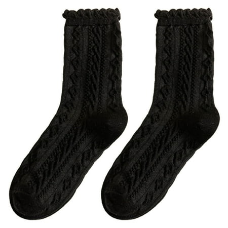 Women Girls Cotton Crew Socks College Style Twist Knit Wavy Striped Patterned Ruffle Trim Black White Mid Tube Hosiery
Women Girls Cotton Crew Socks College Style Twist Knit Wavy Striped Patterned Ruffle Trim Black White Mid Tube Hosiery
