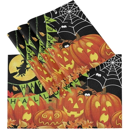Halloween Pumpkin Witch Spider Placemats Set of 1 Table Mat Fall Leaf Place Mat Non Slip Stain Heat Resistant Double-Sided Print 12 x 18 Dining Home Kitchen Table Decoration
Halloween Pumpkin Witch Spider Placemats Set of 1 Table Mat Fall Leaf Place Mat Non Slip Stain Heat Resistant Double-Sided Print 12 x 18 Dining Home Kitchen Table Decoration