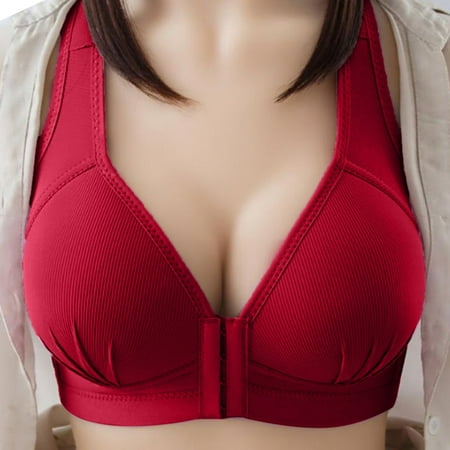 Women s Full Cup Front Button Gathered Breathable Thin Sports Bra Without Steel Ring Bra Bras for Women Red 44
Women s Full Cup Front Button Gathered Breathable Thin Sports Bra Without Steel Ring Bra Bras for Women Red 44