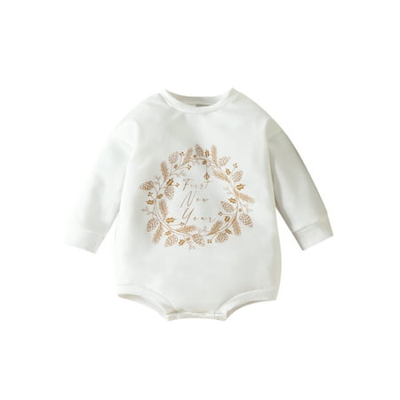 Amuver Baby Boys Girls Romper Long Sleeve Crew Neck Fireworks/Wreath Print Bodysuit for New Year
Amuver Baby Boys Girls Romper Long Sleeve Crew Neck Fireworks/Wreath Print Bodysuit for New Year
