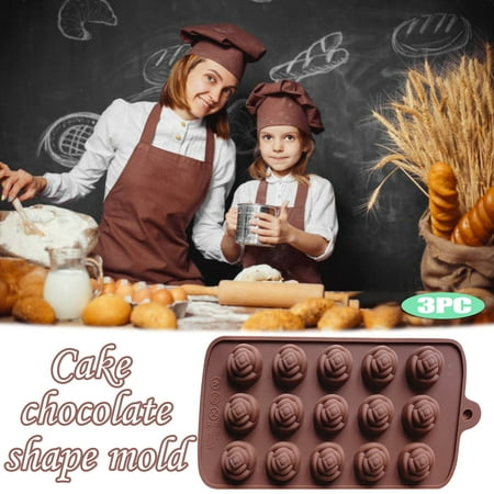 Mittory Silicone Rose Chocolate Mould Garden Ice Mould Pudding Mould Baking Tools 3PC