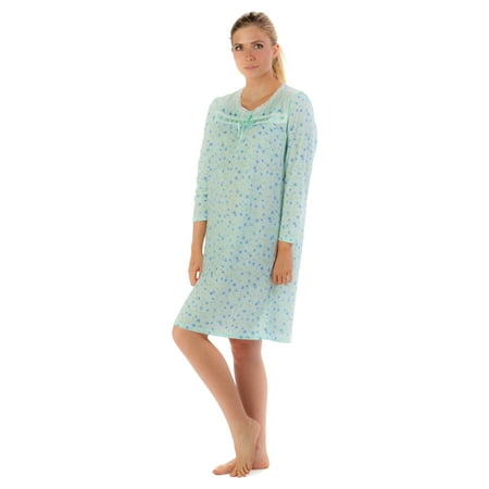 Casual Nights Women s Long Sleeve Floral Embroidered Night Gown