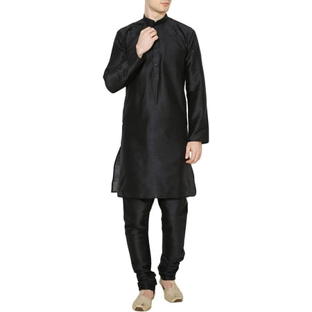 Royal Kurta Men s Silk Blend Loop Button Kurta and Dhoti Set (38 Purple White)