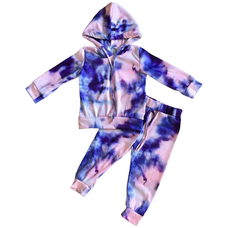 Girls Boutique Purple Tie Dye Hoodie & Joggers Sweatsuit Loungewear