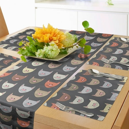 Cartoon Table Runner & Placemats Doodle Happy Kittens Cat Lover Themed Continuous Pattern Set for Dining Table Decor Placemat 4 pcs + Runner 12 x72 Grey and Multicolor by Ambesonne
Cartoon Table Runner & Placemats Doodle Happy Kittens Cat Lover Themed Continuous Pattern Set for Dining Table Decor Placemat 4 pcs + Runner 12 x72 Grey and Multicolor by Ambesonne