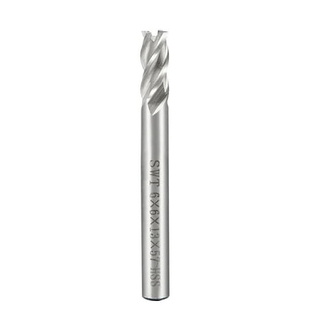 HSS-AL 4 Flute Straight End Mill Cutter CNC Router Bit 6 x 6 x 13mm
