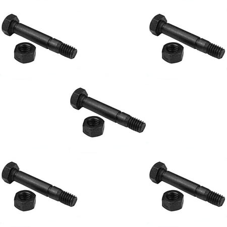 5 Pack Shear Pin Bolt & Lock Nut fits Ariens 52100100 w/ 2 x 5/16 Thread Size