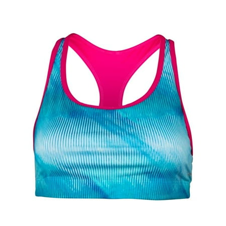 Women Sports Bra Tie Dye Turquoise Reversible - Small