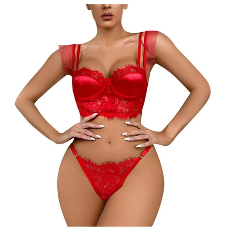 Qcmgmg Lingerie Sets for Women Sexy Eyelash Bra and Panty Set Floral Strappy Floral Bodysuit Red L
Qcmgmg Lingerie Sets for Women Sexy Eyelash Bra and Panty Set Floral Strappy Floral Bodysuit Red L