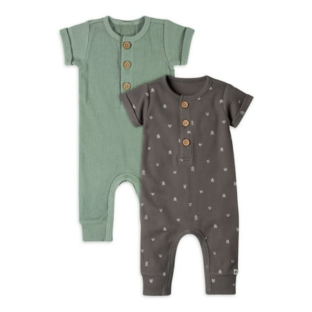 Modern Moments by Gerber Baby Boy Waffle Romper 2-Pack Sizes 0/3 -24 Months