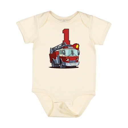 Inktastic 1st Birthday Fire Truck Gift Baby Boy or Baby Girl Bodysuit