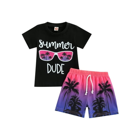Toddler Baby Boys Shorts 2Pcs Set Short Sleeve Letters Print T-Shirt with Coconut Print Shorts Summer Outfit Seaside Suit
Toddler Baby Boys Shorts 2Pcs Set Short Sleeve Letters Print T-Shirt with Coconut Print Shorts Summer Outfit Seaside Suit