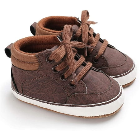 QWZNDZGR Baby Boys Girls High Top Sneakers Soft Soles Anti Skid Infant Ankle Shoes Toddler Prewalker First Walking Crib Shoes