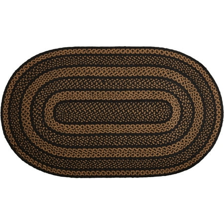 VHC Black & Tan Jute Rug Oval w/ Pad 27x48