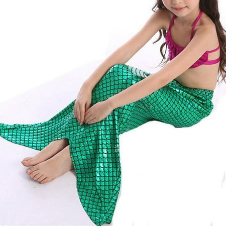 AMILIEe Toddler Baby Girls Fashionable Chic Mermaid Tail Soft Swimmable Bikini Set 3-9 Years