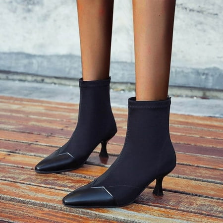 Fashion Stitching Elastic Boots Retro Small Square Toe Back Zipper Ankle Boots
Fashion Stitching Elastic Boots Retro Small Square Toe Back Zipper Ankle Boots